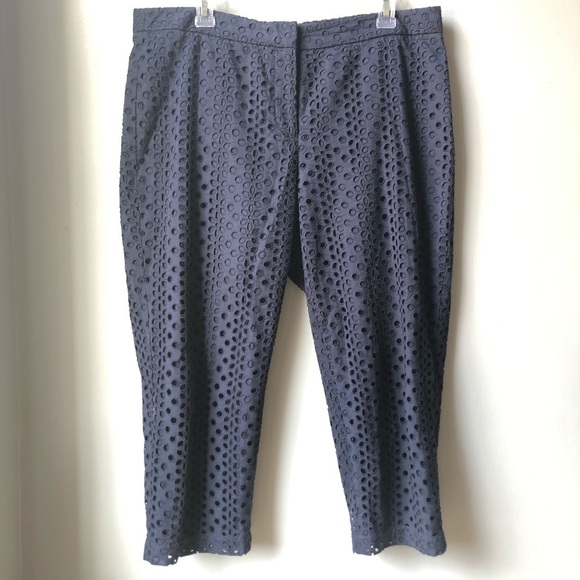 Crown & Ivy Navy Blue Eyelet Cotton Pants Size 12 - Picture 2 of 8